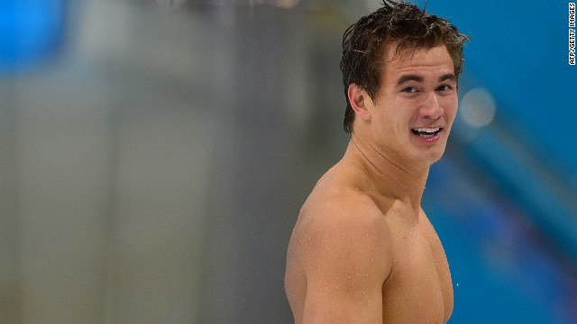 U.S. gold medalist Nathan Adrian celebrates after his win.