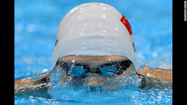 Gold medalist Ye Shiwen of China competes in the women's 200-meter individual medley final.