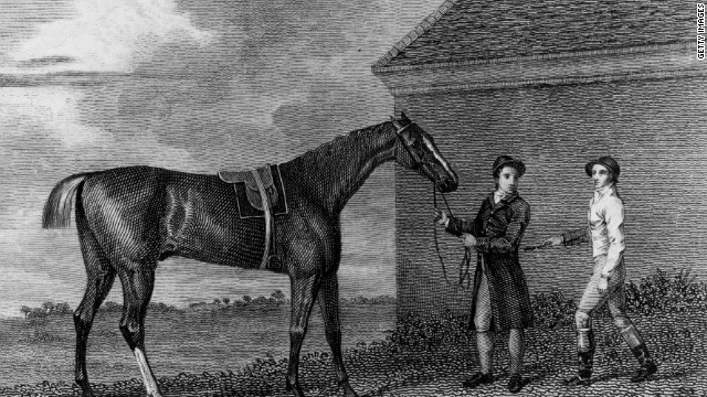 Grand foal of the Godolphin Arabian, Eclipse is perhaps the greatest thoroughbred ever to race. After 18 wins from 18 starts in only 17 months, Eclipse was retired to stud in 1771 due to lack of competition, as nobody would bet on the other horses. The Eclipse Stakes at England's Sandown Park are a testament to his legacy.