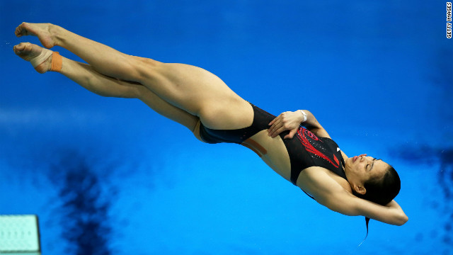 Minxia Wu of China competes in the women's 3-meter springboard diving preliminary round.