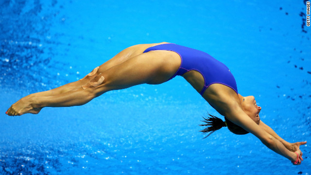 Tania Cagnotto of Italy competes in the women's 3-meter springboard diving preliminary round.