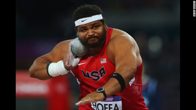 Reese Hoffa of the United States competes in the men's shot put final.
