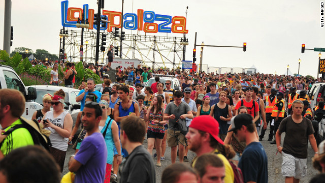 Fans gather at Grant Park, Chicago for the Lollapalooza music festival on August 4, 2012. 
