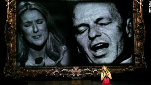 "All the Way," Celine Dion's duet with Frank Sinatra, appeared on the Canadian singer's 1999 album "All the Way ... A Decade of Song." Dion is shown here performing the song during her Las Vegas show in 2006. (Sinatra recorded the tune in 1957.)