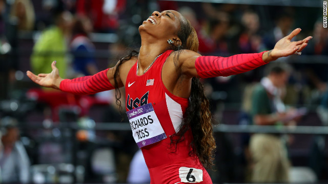 Sanya Richards-Ross wins the gold in the women's 400-meter final at the London 2012 Olympics on Sunday, August 5. Richards-Ross earned the 28th gold medal for the United States.