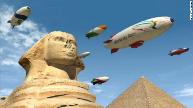The World Sky Race will take airships over famed world landmarks, including the great Egyptian pyramids.