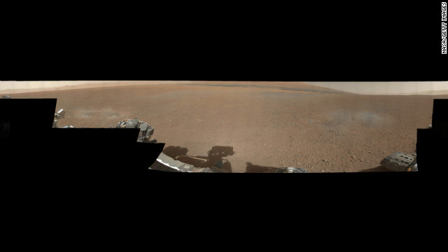  A color image from NASA's Curiosity rover shows the pebble-covered surface of Mars. This panorama mosaic was made of 130 images of 144 by 144 pixels each. Selected full frames from this panorama, which are 1,200 by 1,200 pixels each, are expected to be transmitted to Earth later.