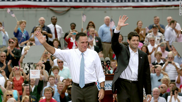 Mitt Romney, left, announces Rep. Paul Ryan as his running mate.