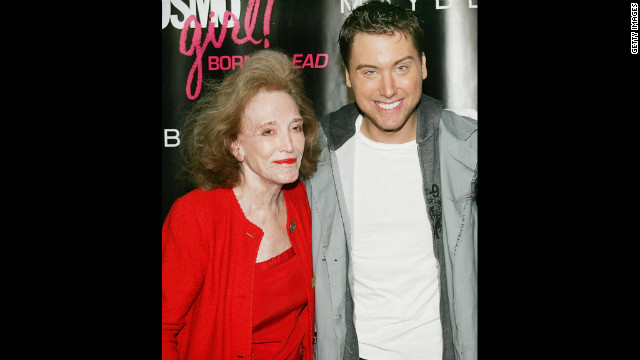 Singer Lance Bass poses with Gurley Brown in 2006 at CosmoGirl's Born To Lead Awards in New York.