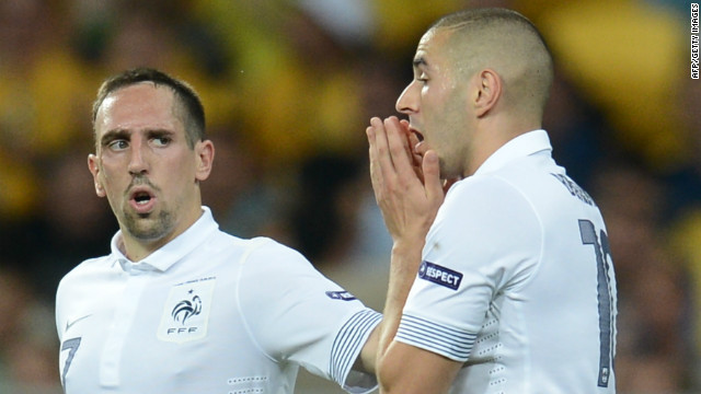 Karim Benzema, right, with Franck Ribery during the Euro 2012 match against Sweden in Kiev on June 19.
