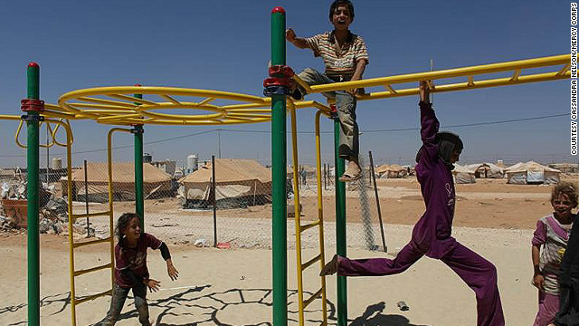 Refugee children spend much of their day at the play grounds in the camp. Providing an outlet for kids who have been through violent events and left everything they know behind can help them recover.