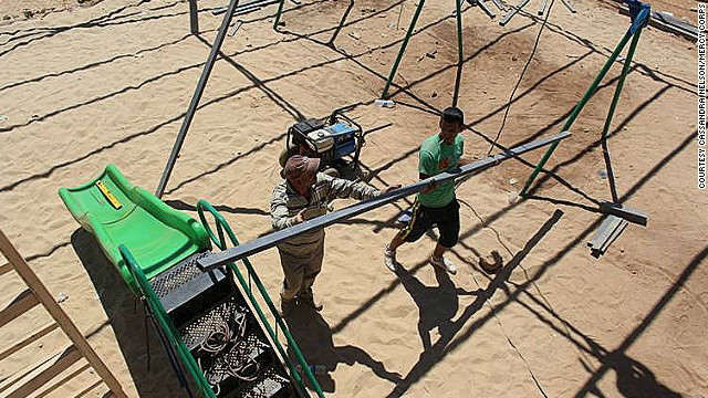 Mercy Corps is building playgrounds in the camp to provide children with recreational opportunities and allow them to be kids. As the population of the camp grows rapidly, so does the need for more play facilities.