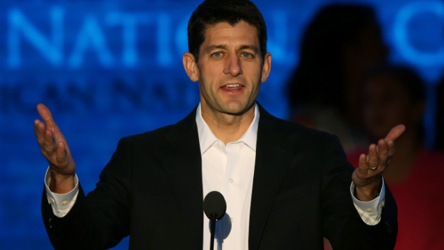 Paul Ryan speaks during a soundcheck Wednesday.