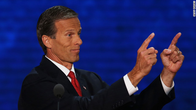 Sen. John Thune of South Dakota speaks during the third day of the Republican National Convention.