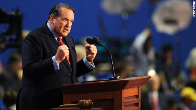 Mike Huckabee, a Republican candidate in the 2008 presidential primaries, backs his one-time rival Mitt Romney.