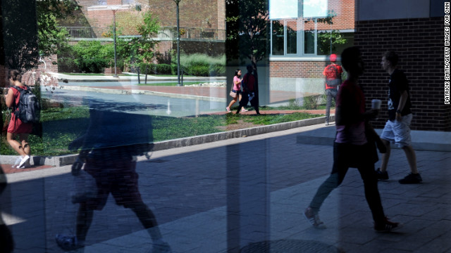 Students walk through campus on the first day of class on Monday, August 27. The campus is home to more than 40,000 students. 