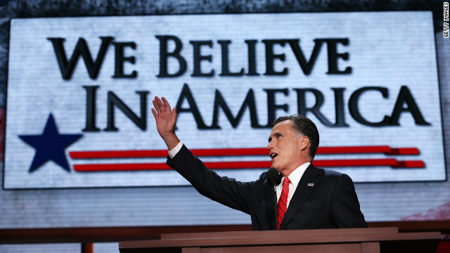 Presidential candidate Mitt Romney delivers his acceptance speech on the final day of the Republican National Convention at the Tampa Bay Times Forum on Thursday, August 30.