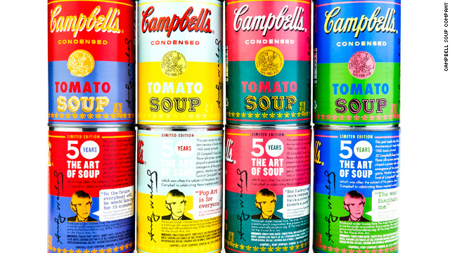 The Campbell Soup Company celebrates the 50th anniversary of Andy Warhol's soup can series with special edition labels.