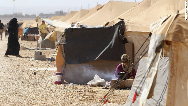 Za'atari Refugee camp in northern Jordan, about six miles from the Syrian border, currently hosts over 20,000 Syrian refugees. UNICEF predicts 70,000 people will be living there by the end of the year.