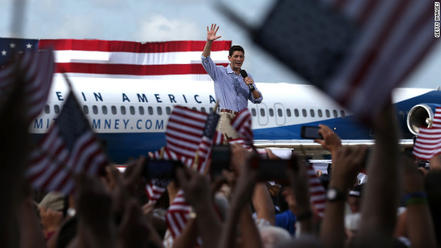 Republican vice presidential candidate Paul Ryan waves to supporters during an RNC rally on Friday, August 31, in Lakeland, Florida. 