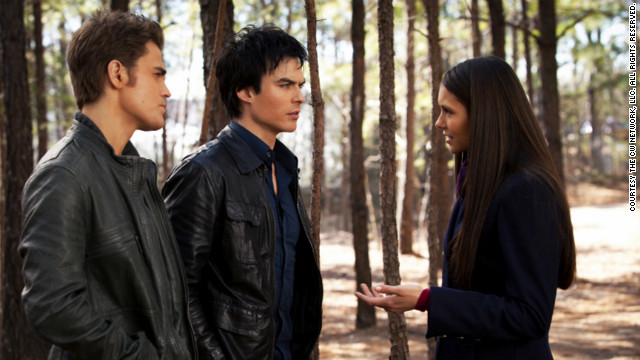 Vampire brothers Stefan (Paul Wesley), left, and Damon (Ian Somerhalder) "just want to blend in with regular people, so they wear what is considered contemporary for whatever time period they are in," Leverett said. Stefan's leather jacket is Hugo Boss and Damon's is John Varvatos, "which hold up really well in a supernatural fight," she jokes.