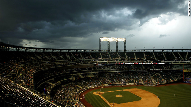 Storm clouds roll in at Citi Field in Queens, where the Atlanta Braves were playing the New York Mets on Saturday.