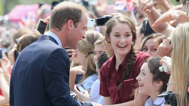 Britain's Prince William, Duke of Cambridge, meets children at Gardens by the Bay Wednesday in Singapore.