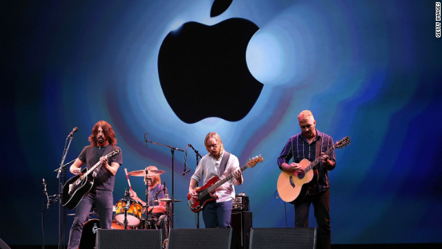 The Foo Fighters perform Wednesday during the iPhone 5 announcement event.