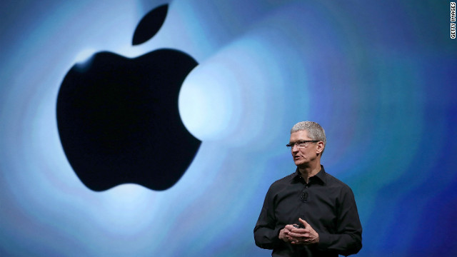 Apple CEO Tim Cook speaks during the event.