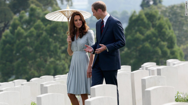 Catherine, Duchess of Cambridge, and Prince William, Duke of Cambridge, visit Kranji War Cemetery Thursday in Singapore.