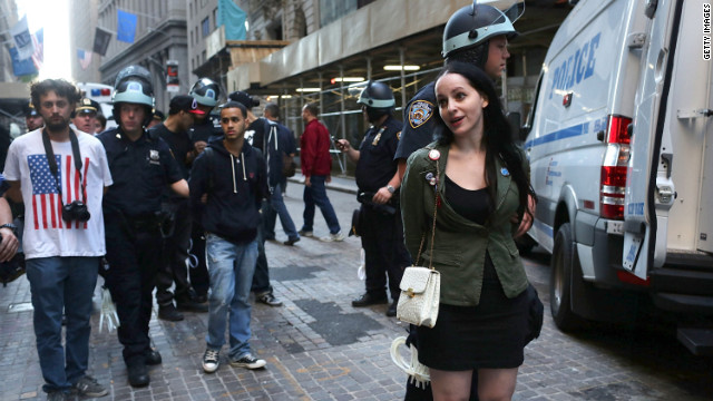 Protesters are arrested during Occupy Wall Street demonstrations on Monday.