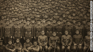The Reserve Officers' Training Corps at Harvard was one of the first in the nation. Here they are being photographed on Memorial Day, May 30, 1917.