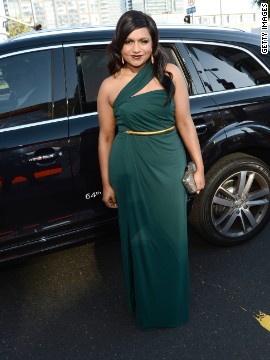 Mindy Kaling looked luxurious in rich forest green at the 2012 Emmys. 