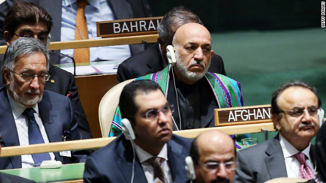 Afghan President Hamid Karzai attends Tuesday's speeches.