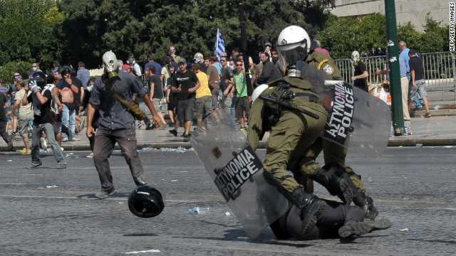 Police clash with demonstrators on Wednesday.