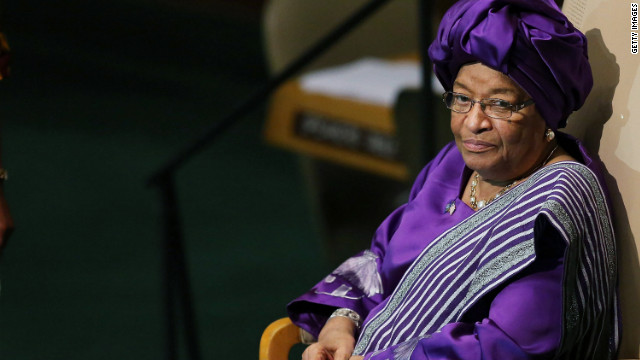 President of the Republic of Liberia Ellen Johnson-Sirleaf sits after addressing world leaders on Wednesday.