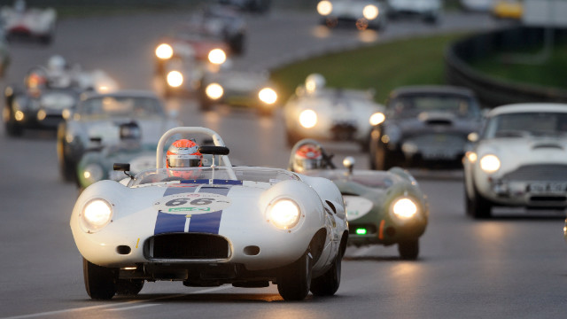 The Jaguar Lister Costin driven by Britain's Alex Buncombe in a race devoted to cars built between 1962 and 1965 during the Le Mans classic on July 8, 2012 at Le Mans's racetrack, western France. 