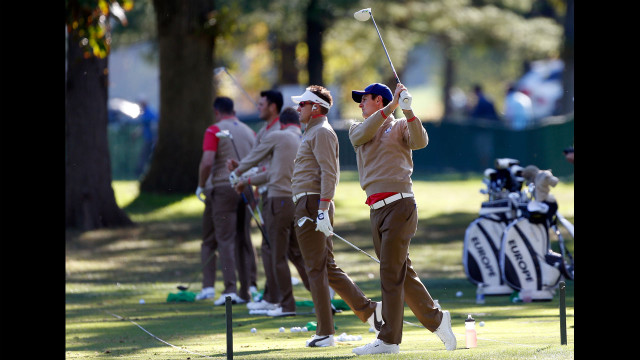 Members of Team Europe practice Thursday.