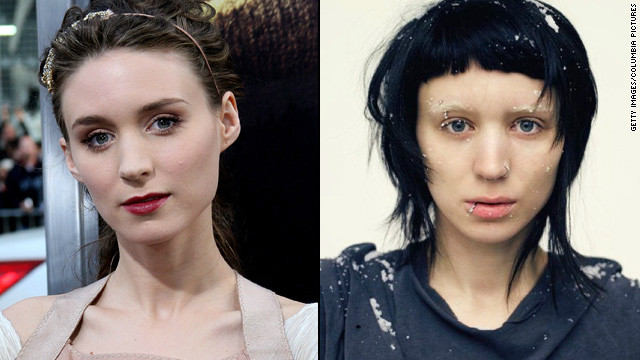 When she landed the part of Lisbeth Salander in 2011's "The Girl With the Dragon Tattoo," fresh-faced <a href='http://marquee.blogs.cnn.com/2011/01/13/rooney-mara-goes-goth-for-dragon-tattoo-role/?iref=allsearch'>Rooney Mara got</a> a severe haircut in an inky hue, bleached her brows and pierced her nose, lip, eyebrow and nipple. 