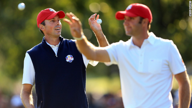 Americans Matt Kuchar and Dustin Johnson were paired in the afternoon four-ball matches on Friday.