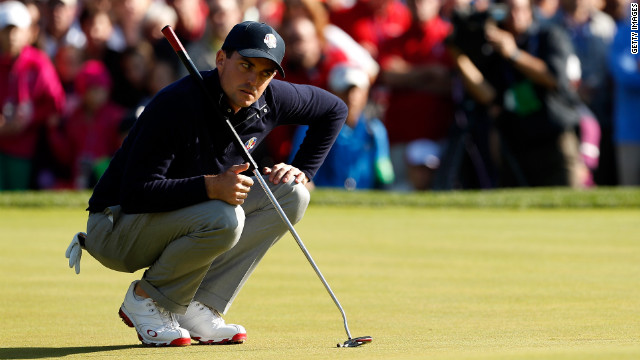 Keegan Bradley of the United States stares down a putt on Saturday.