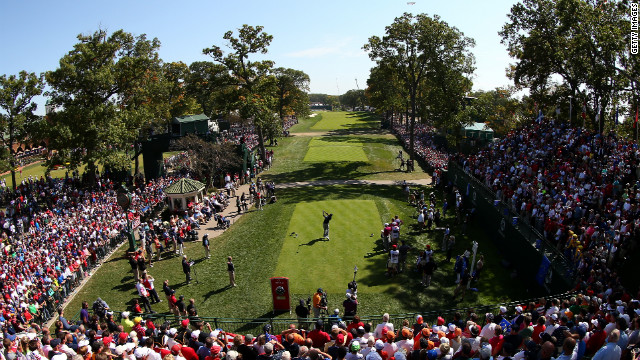 Tiger Woods of the U.S. hits his tee shot on the first hole Saturday afternoon.