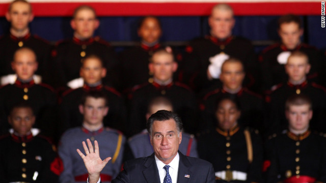 Romney speaks during a rally at Valley Forge Military Academy and College in Pennsylvania on Friday.