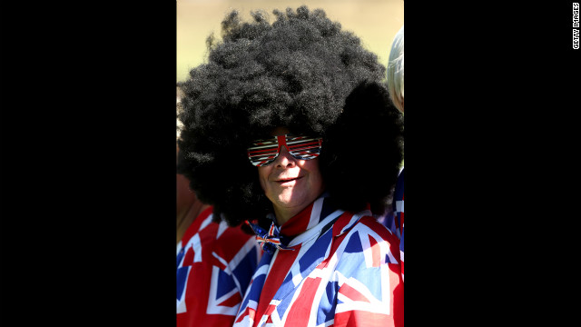 A European supporter watches the play during the singles matches on Sunday.