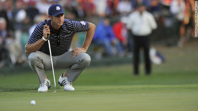 Dustin Johnson of Team USA contemplates his next play on Saturday.