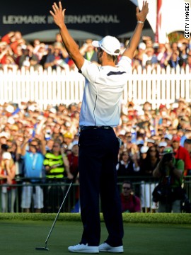 German Martin Kaymer milks the moment as his putt on the 18th green ensures Europe will retain the Ryder Cup. His defeat of Steve Stricker capped an improbable comeback, as the Europeans triumphed 14½-13½ despite trailing 10-4 at one stage on Saturday.