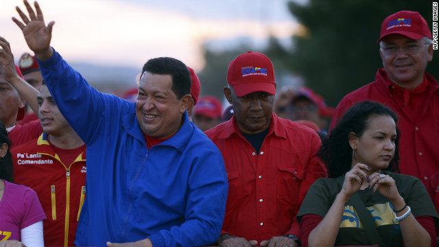 Chavez waves to supporters during a campaign rally in Barquisimeto on Tuesday, October 2.