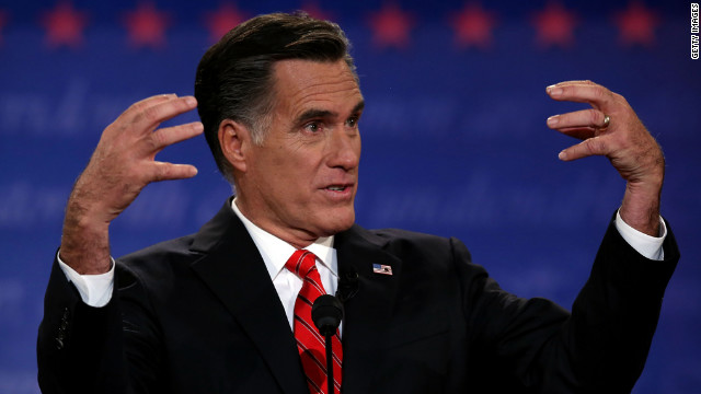 Romney answers a question Wednesday night.