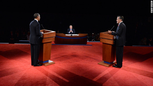 Jim Leher of PBS moderates the 90-minute debate on Wednesday. It was the candidates' first time debating face to face.