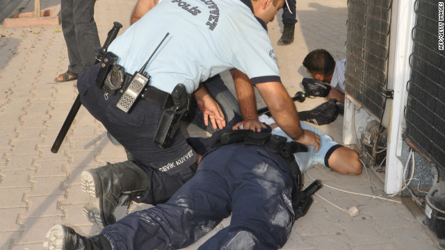 A police officer is injured in Wednesday's attack on Akcakale in Turkey's Sanliurfa province.